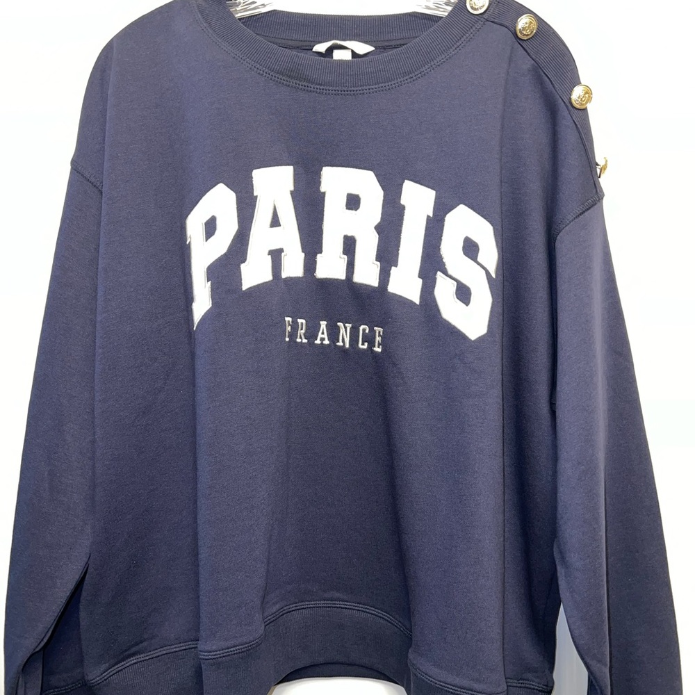 H&M Navy Paris France Crewneck